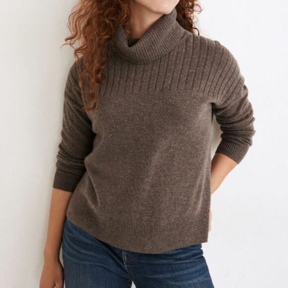Madewell Wool Blend Hickory Turtleneck Sweater - Picture 1 of 8